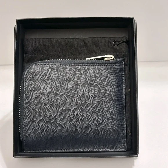 Saint Laurent Zip Around Wallet - Navy Blue